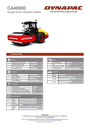 Egyhengeres hengerek Dynapac CA 4000 D