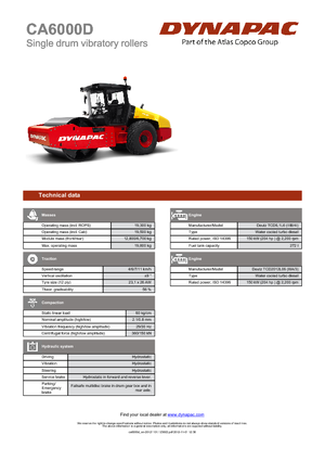Egyhengeres hengerek Dynapac CA 6000 D