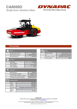Egyhengeres hengerek Dynapac CA 6000 D