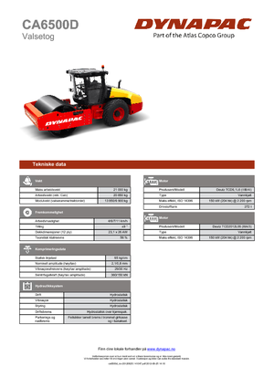 Egyhengeres hengerek Dynapac CA 6500 D