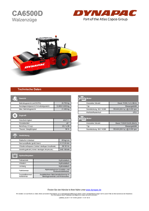 Egyhengeres hengerek Dynapac CA 6500 D