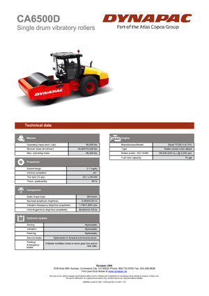 Egyhengeres hengerek Dynapac CA 6500 D