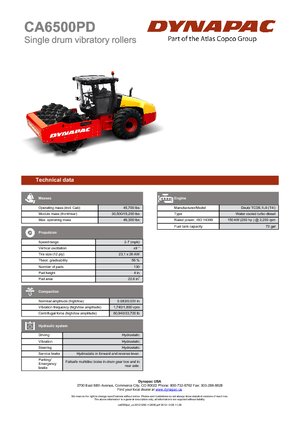 Egyhengeres hengerek Dynapac CA 6500 PD