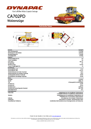 Egyhengeres hengerek Dynapac CA 702 PD