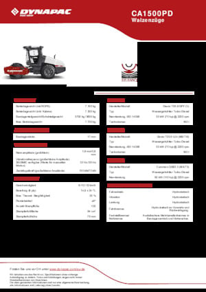 Egyhengeres hengerek Dynapac CA1500PD