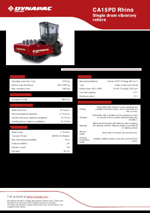 Egyhengeres hengerek Dynapac CA15PD Rhino