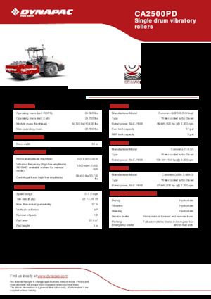 Egyhengeres hengerek Dynapac CA2500PD