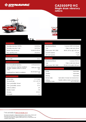 Egyhengeres hengerek Dynapac CA2500PD HC