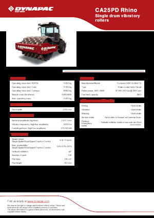 Egyhengeres hengerek Dynapac CA25PD Rhino