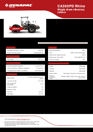 Egyhengeres hengerek Dynapac CA305PD Rhino