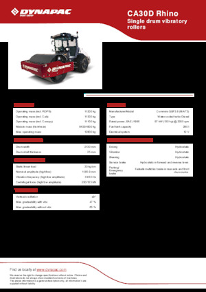 Egyhengeres hengerek Dynapac CA30D Rhino