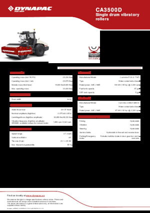 Egyhengeres hengerek Dynapac CA3500D