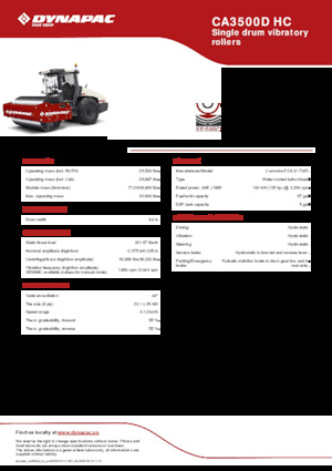 Egyhengeres hengerek Dynapac CA3500D HC