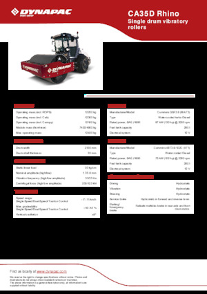 Egyhengeres hengerek Dynapac CA35D Rhino