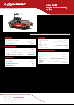 Egyhengeres hengerek Dynapac CA385D