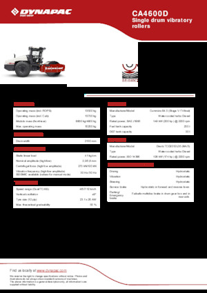 Egyhengeres hengerek Dynapac CA4600D