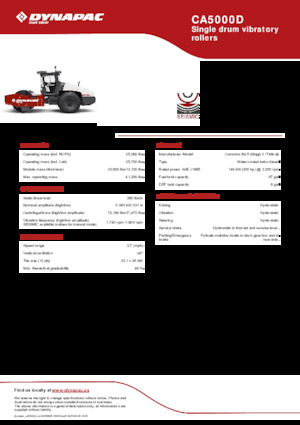 Egyhengeres hengerek Dynapac CA5000D