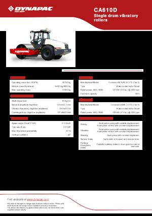 Egyhengeres hengerek Dynapac CA610D