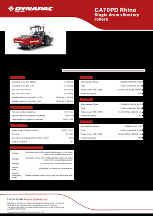 Egyhengeres hengerek Dynapac CA70PD Rhino
