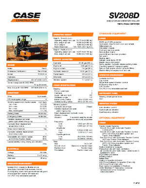 Egyhengeres hengerek Case SV208D