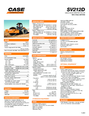 Egyhengeres hengerek Case SV212D