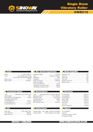Egyhengeres hengerek Sinoway SWR216
