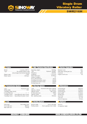 Egyhengeres hengerek Sinoway SWR216H
