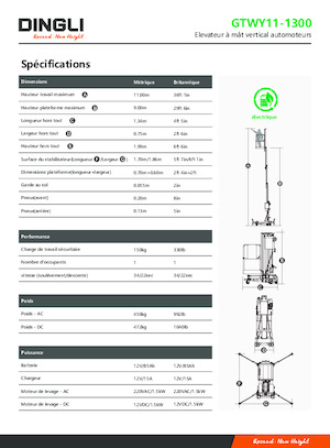 Gumikerekes vertikális emelésű munkaállványok Dingli GTWY11-1300