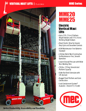 Gumikerekes vertikális emelésű munkaállványok MEC MME20