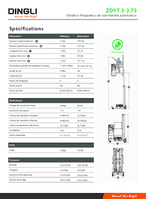 Gumikerekes vertikális emelésű munkaállványok Dingli ZDYT3-3.7S