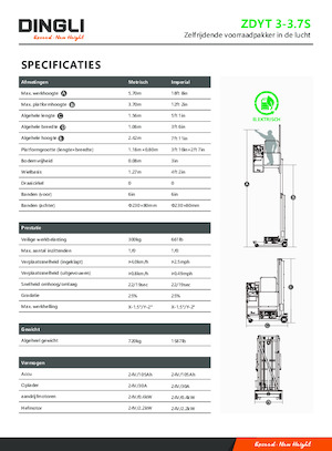 Gumikerekes vertikális emelésű munkaállványok Dingli ZDYT3-3.7S