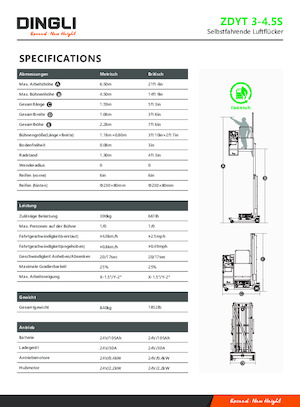 Gumikerekes vertikális emelésű munkaállványok Dingli ZDYT3-4.5S