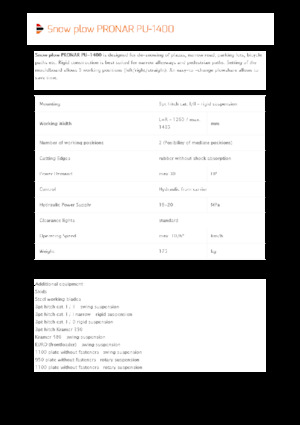 Hóekék csuklós tolólappal Pronar PU 1400