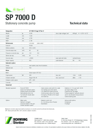 Telepített betonszivattyúk SCHWING-Stetter SP 7000 D