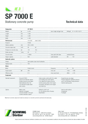 Telepített betonszivattyúk SCHWING-Stetter SP 7000 E