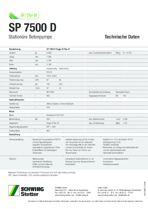 Telepített betonszivattyúk SCHWING-Stetter SP 7500 D