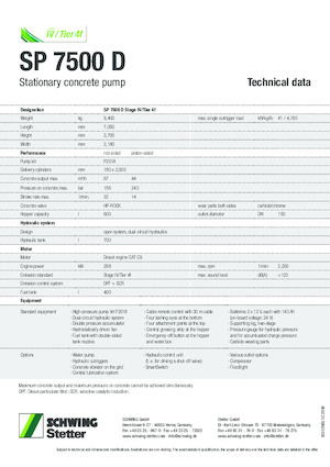 Telepített betonszivattyúk SCHWING-Stetter SP 7500 D