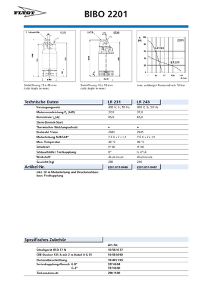 Szannyiszap szivattyúk Flygt-Pumpen 2201 LR 243
