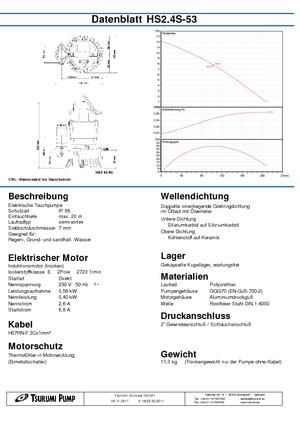 Szannyiszap szivattyúk Tsurumi-Pumpen HS2.4S