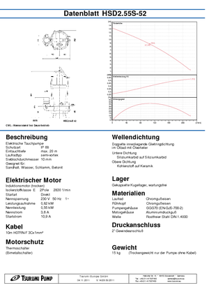 Szannyiszap szivattyúk Tsurumi-Pumpen HSD2.55S