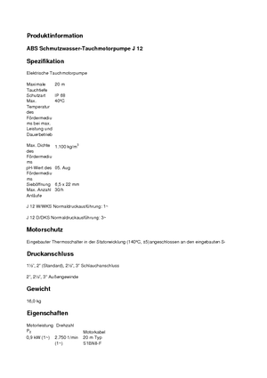 Szannyiszap szivattyúk ABS-Pumpen J 12 D