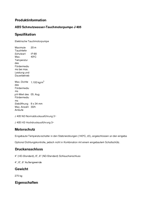 Szannyiszap szivattyúk ABS-Pumpen J 405 HD