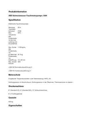 Szannyiszap szivattyúk ABS-Pumpen J 604 HD