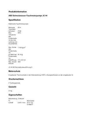 Szannyiszap szivattyúk ABS-Pumpen JC 34 HD