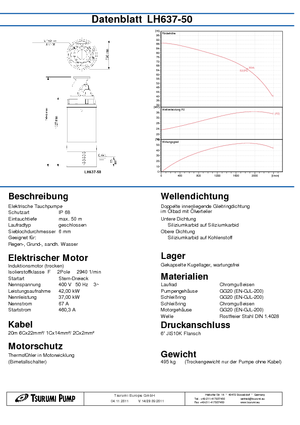 Szannyiszap szivattyúk Tsurumi-Pumpen LH637-50