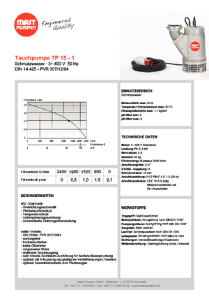 Szannyiszap szivattyúk Mast-Pumpen TP 15-1