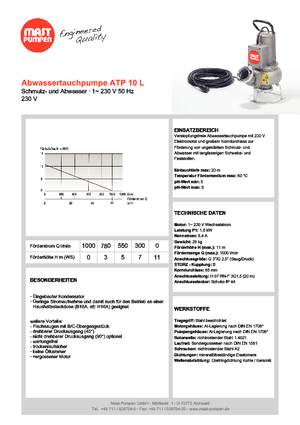 Szennyvízszivattyúk Mast-Pumpen ATP 10 L