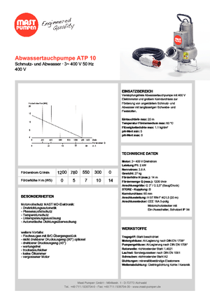 Szennyvízszivattyúk Mast-Pumpen ATP 10