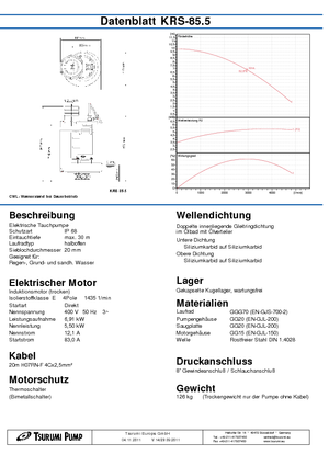 Szennyvízszivattyúk Tsurumi-Pumpen KRS-85.5