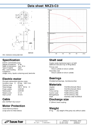 Szennyvízszivattyúk Tsurumi-Pumpen NKZ3-C3